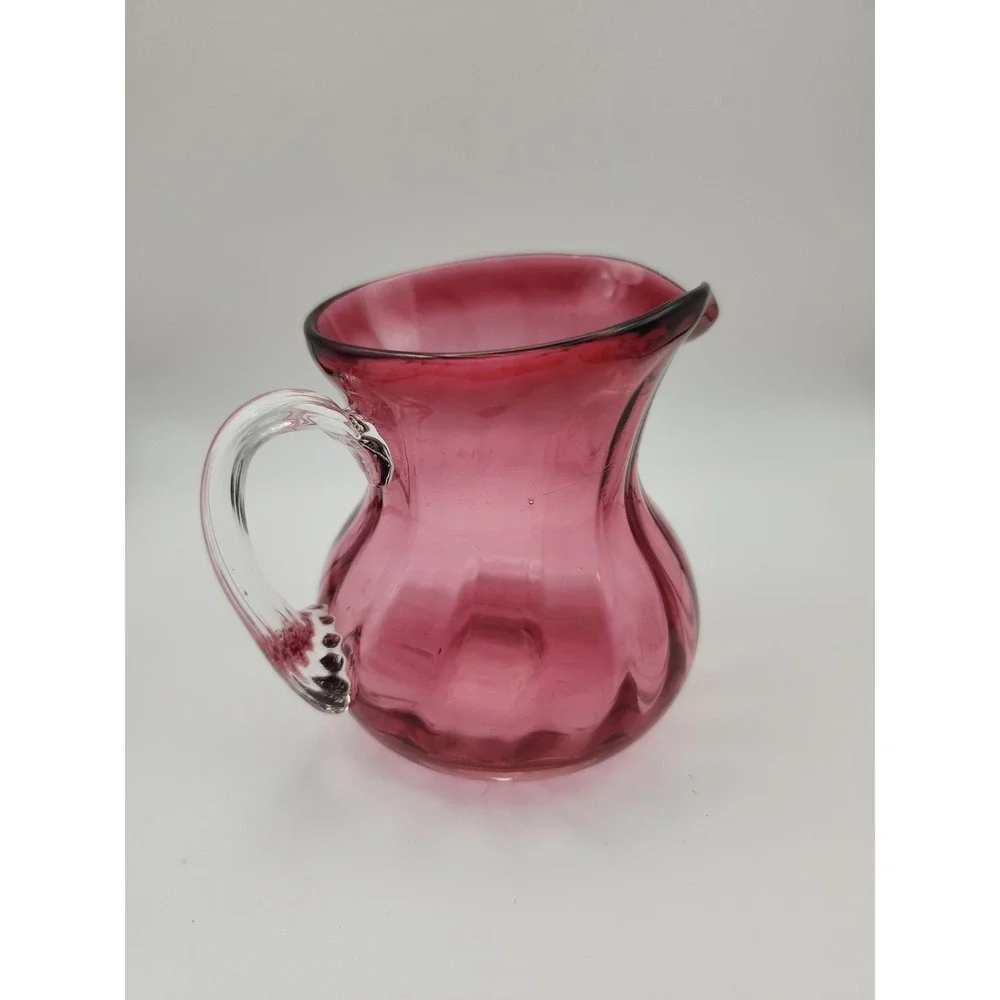 Vintage Pilgrim Cranberry Glass pitcher Charleston model creamer. 3.5